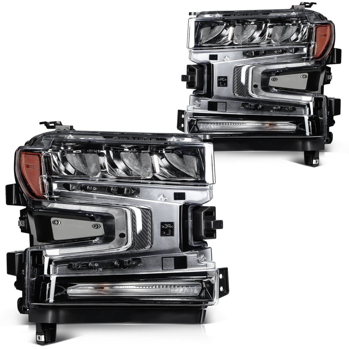 ECCPP Headlights Assembly For Chevrolet Silverado 1500 2019-2021 Pair Black 6B93BC-57