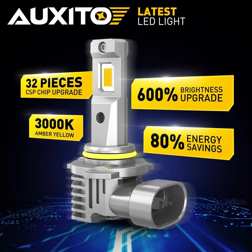 2X AUXITO H10 9140 9145 LED Fog Driving Light Bulbs Bright YELLOW GOLDEN M6 EOA AUXITO