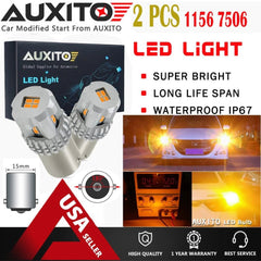 Auxito LED Front Turn Signal Blinker Light Bulbs 1156 7506 3497 Amber 2200K 2pcs AUXITO