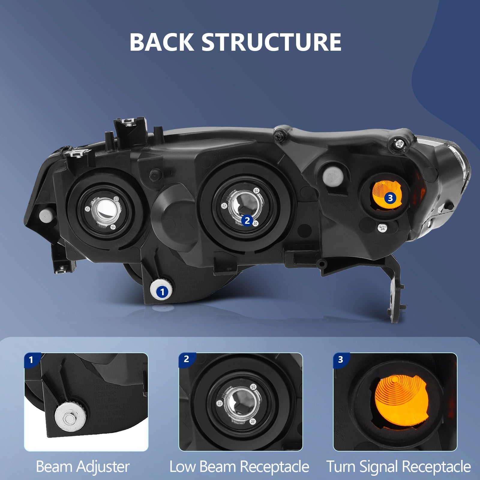 Pair Halogon Headlights Assembly For 2006-2011 Honda Civic 4-Door Black Amber 6B93BC-57