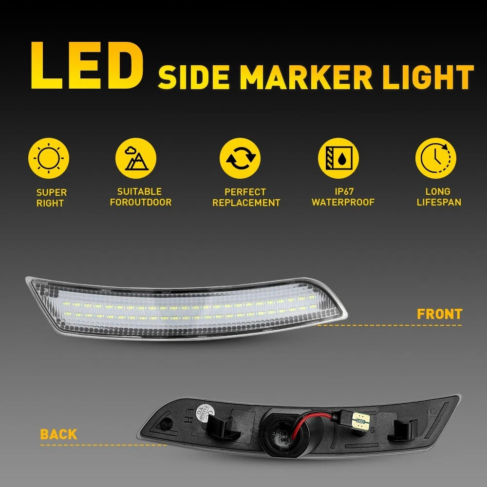 Fit 2016-2022 Chevrolet Camaro white clear LED Marker Side Lights Kit Front Rear 6B93BC-57