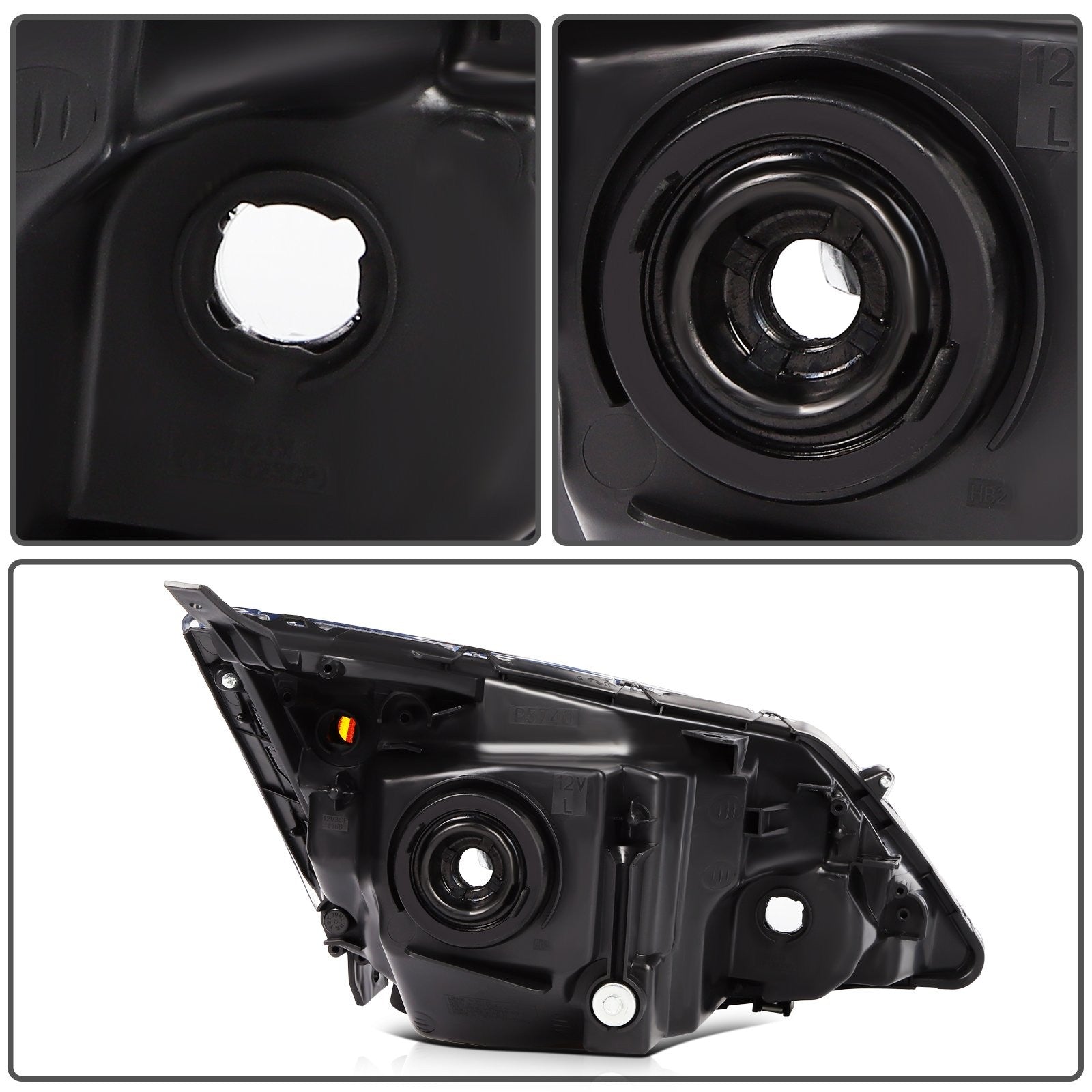 ECCPP Headlights Assembly For Honda CR-V CRV 2.4L 2007-2011 Pair Kit Black Amber 6B93BC-57