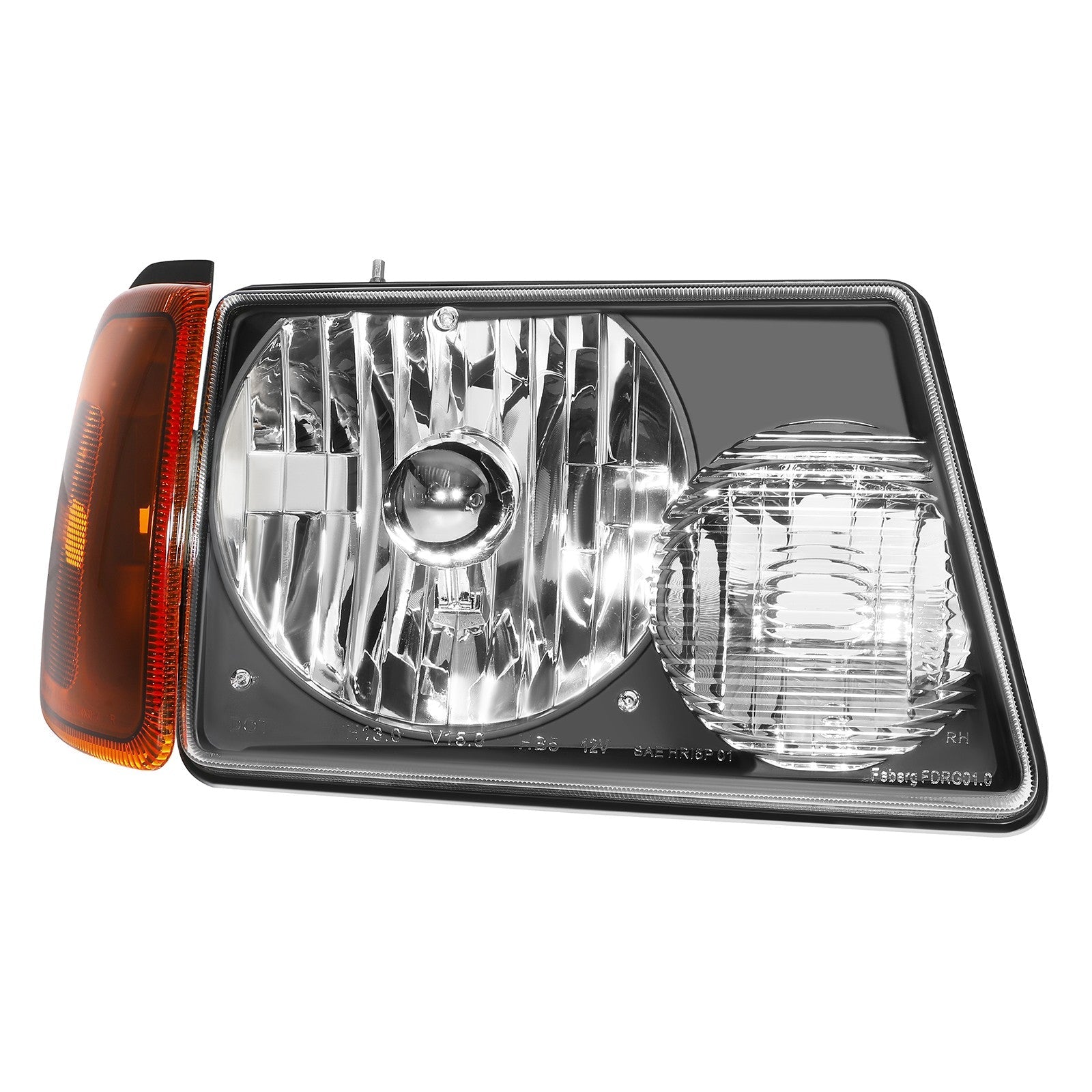 Pair Kit Halogon Headlights Assembly For 2001-2011 Ford Ranger Black Amber 6B93BC-57