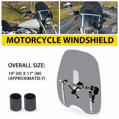 19"x17" Large Smoke Motorcycle Windshield Universal For 7/8" 1.25" Handlebar EOA 6B93BC-57