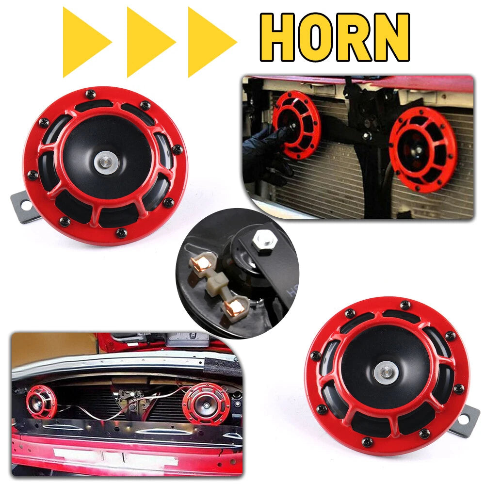 DUAL TONE ELECTRIC AIR TRAIN HORN LOUD SOUND 12V 115DB FOR TRUCK CAR MOTORCYCLE 6B93BC-57
