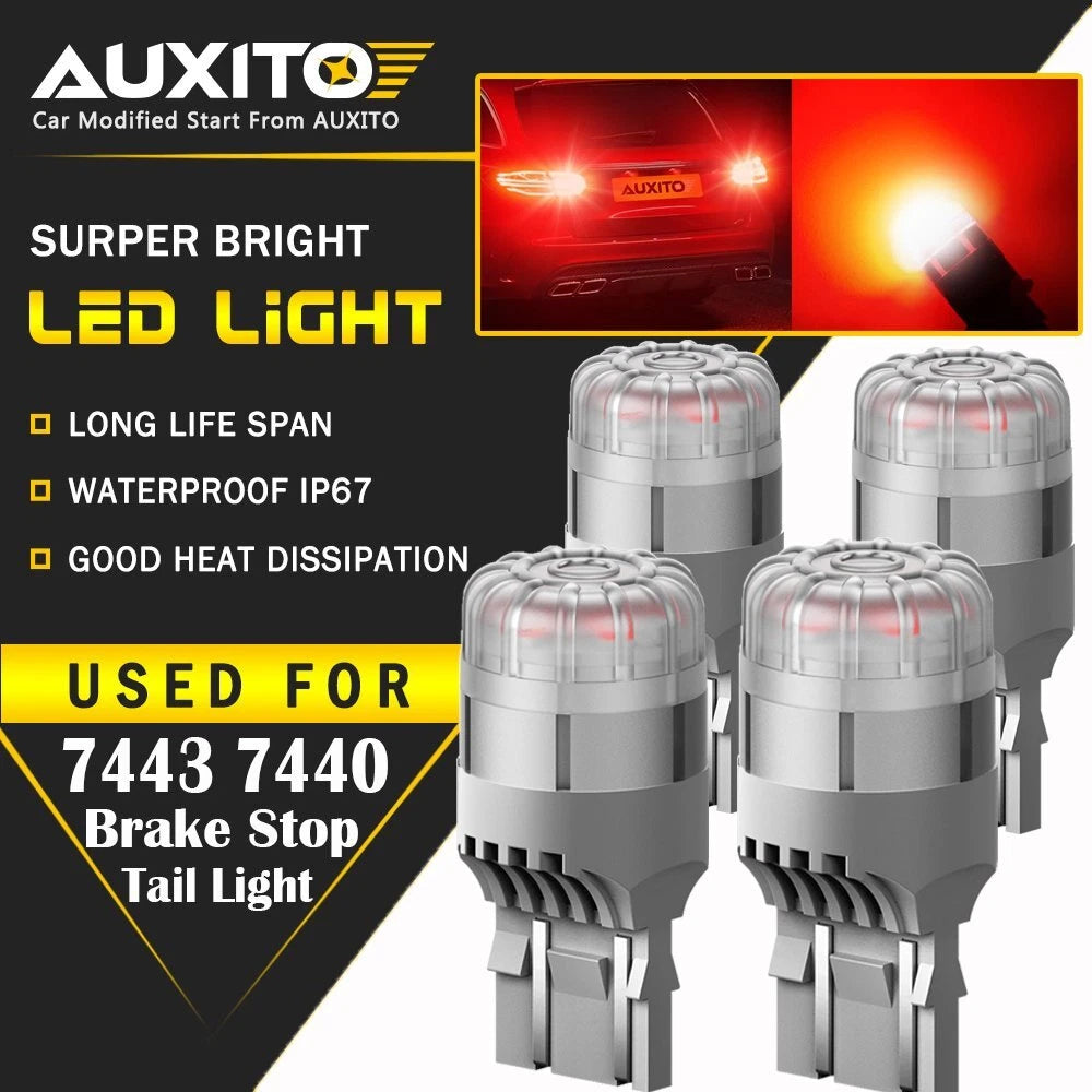 4X 7443 7440 Red LED Brake Tail Stop Parking Light Bulbs Turn Signal Light EXC 6B93BC-57