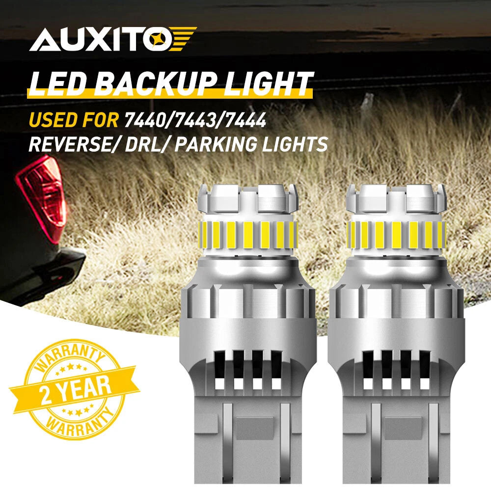 White Bright 7443 7440 LED Reverse Backup Light Bulb 6500K Canbus Error Free USA 6B93BC-57