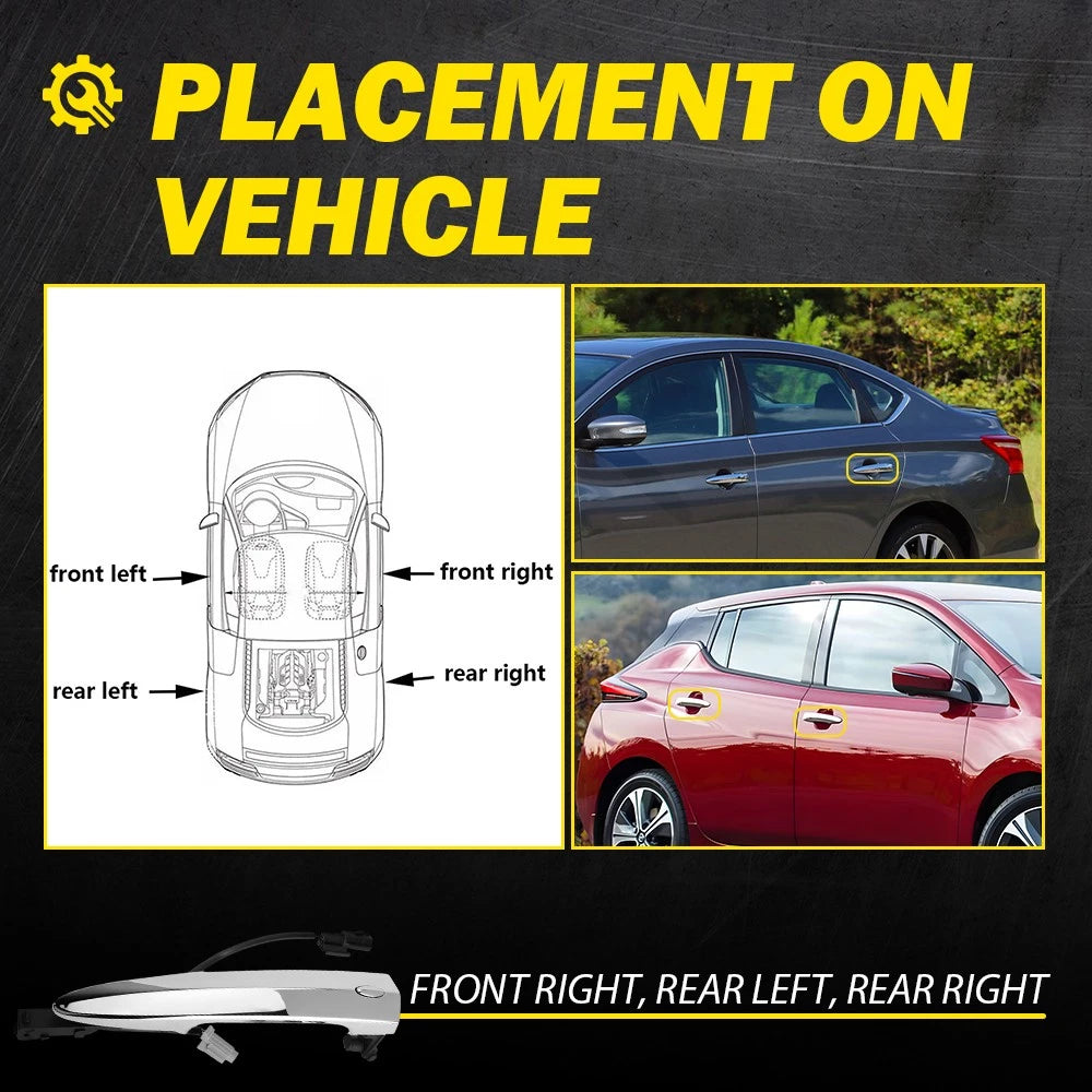For 2009-2014 Nissan Murano Maxima Front Passenger Exterior Door Handle Chrome A 6B93BC-57