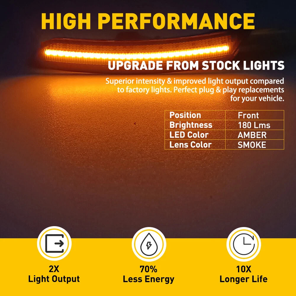 For 2016-2021 Chevy Camaro Front Rear Bumper Side Marker Lights Lamps Smoked LED 6B93BC-57