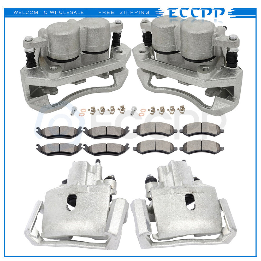 Front Rear Brake Calipers Brake Pads Set 12Pcs For 2007-2009 Chrysler Aspen 6B93BC-57