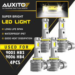 4x 9005+9006 LED Combo LED Headlight Kit 80000LM Light Bulbs Hi/Low Beam 6000K 6B93BC-57
