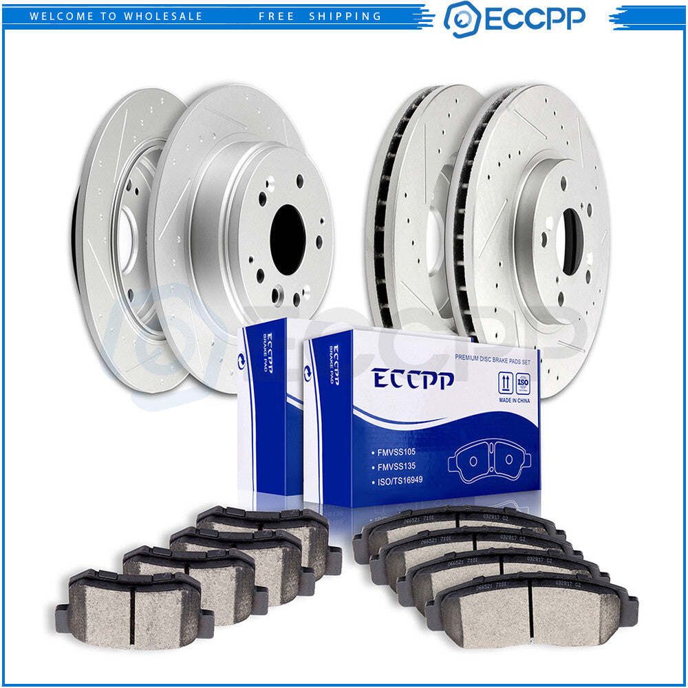 Front & Rear Brake Rotors & Pads for 2006 2007 2008 Acura TL 3.2L V6 6B93BC-57