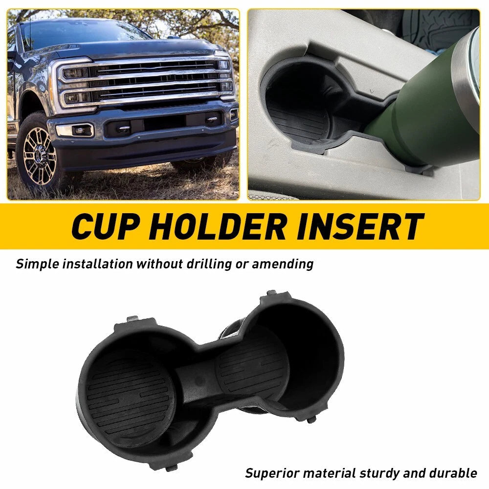 Front Seat Dual Cup Holder Rubber Insert FIT FOR 2015-2017 Ford F-150 BLACK EOA 6B93BC-57