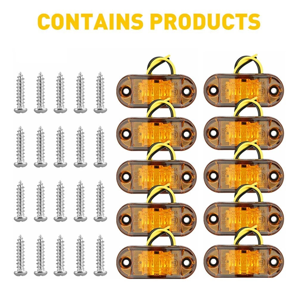 10pcs Amber LED 2.5" Truck Car Trailer RV Side Marker Clearance Lights Lamps EOA 6B93BC-57