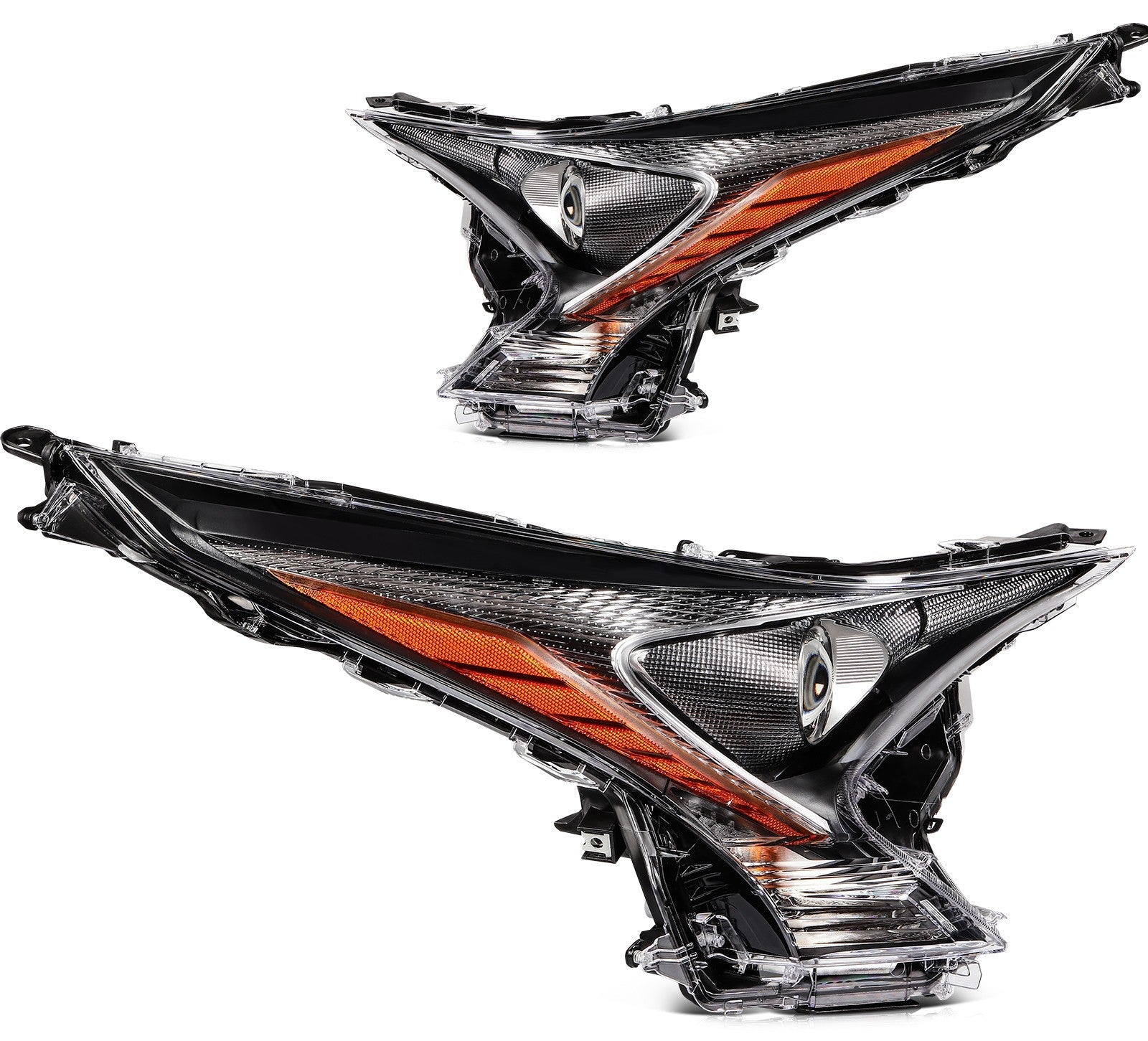 Pair Kit LED Headlights Assembly For 2016-2018 Toyota Prius 1.8L Black Amber KOEEP