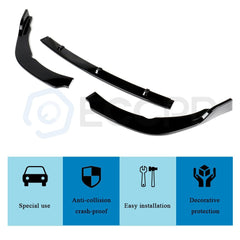 3PC For 2019-2020 Toyota Camry Gloss Black Front Bumper Lip Spoiler Splitter 6B93BC-57