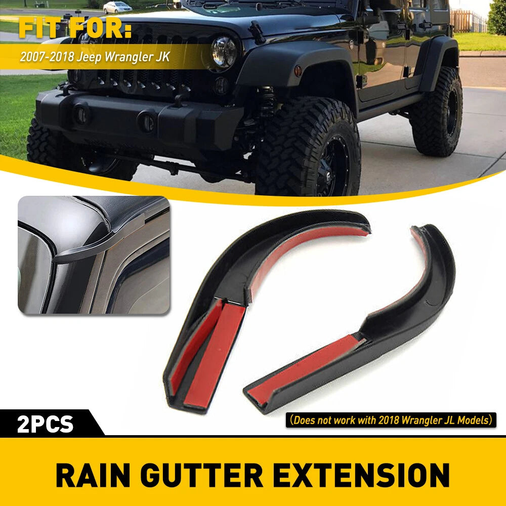 Hardtop Rain Diverters Extension Rail Gutter for 2007-2018 Jeep Wrangler JK JKU 6B93BC-57