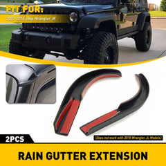 Hardtop Rain Diverters Extension Rail Gutter for 2007-2018 Jeep Wrangler JK JKU 6B93BC-57