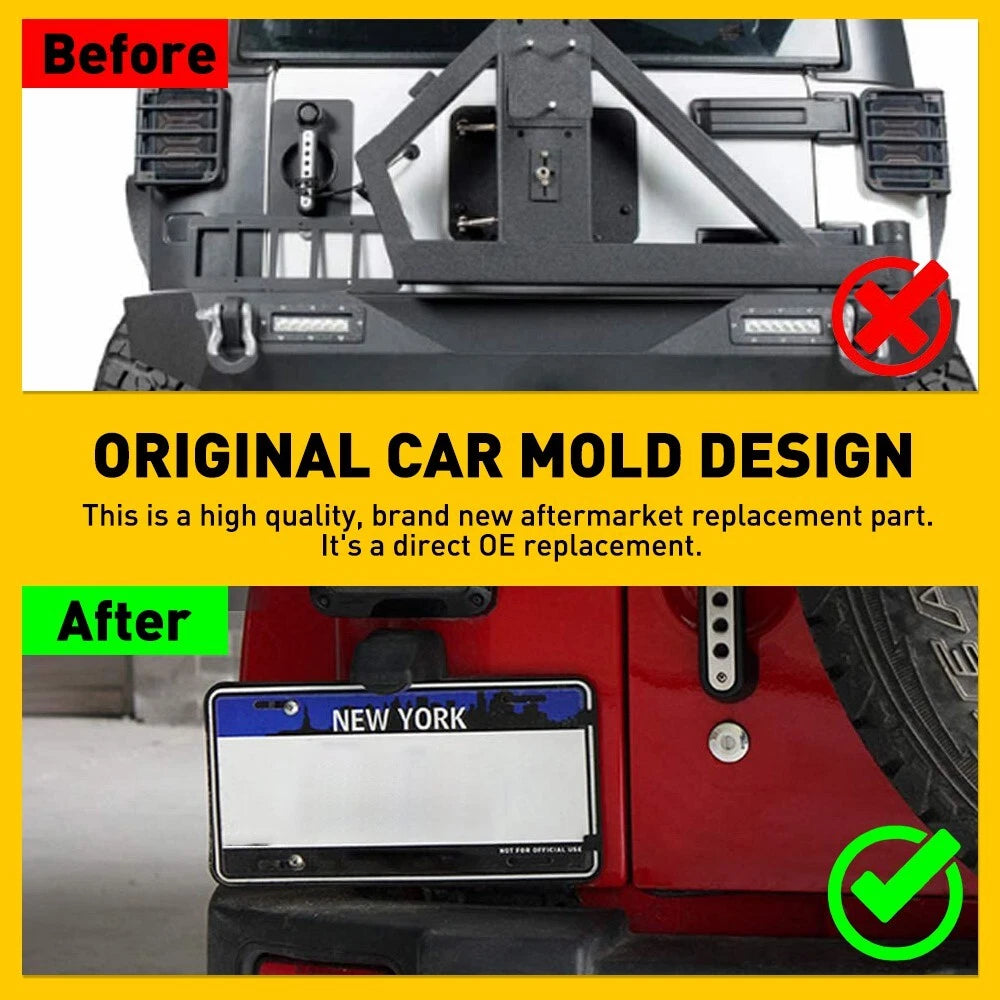 Rear License Plate Holder w/ Light Tag Bracket Fits Jeep Wrangler JK JKU 2007-17 6B93BC-57
