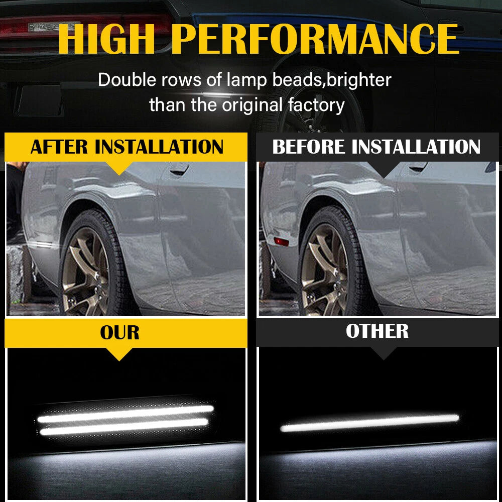 For 2011-2014 Dodge Charger White LED Smoked Rear Fender Side Marker Lights Lamp 6B93BC-57