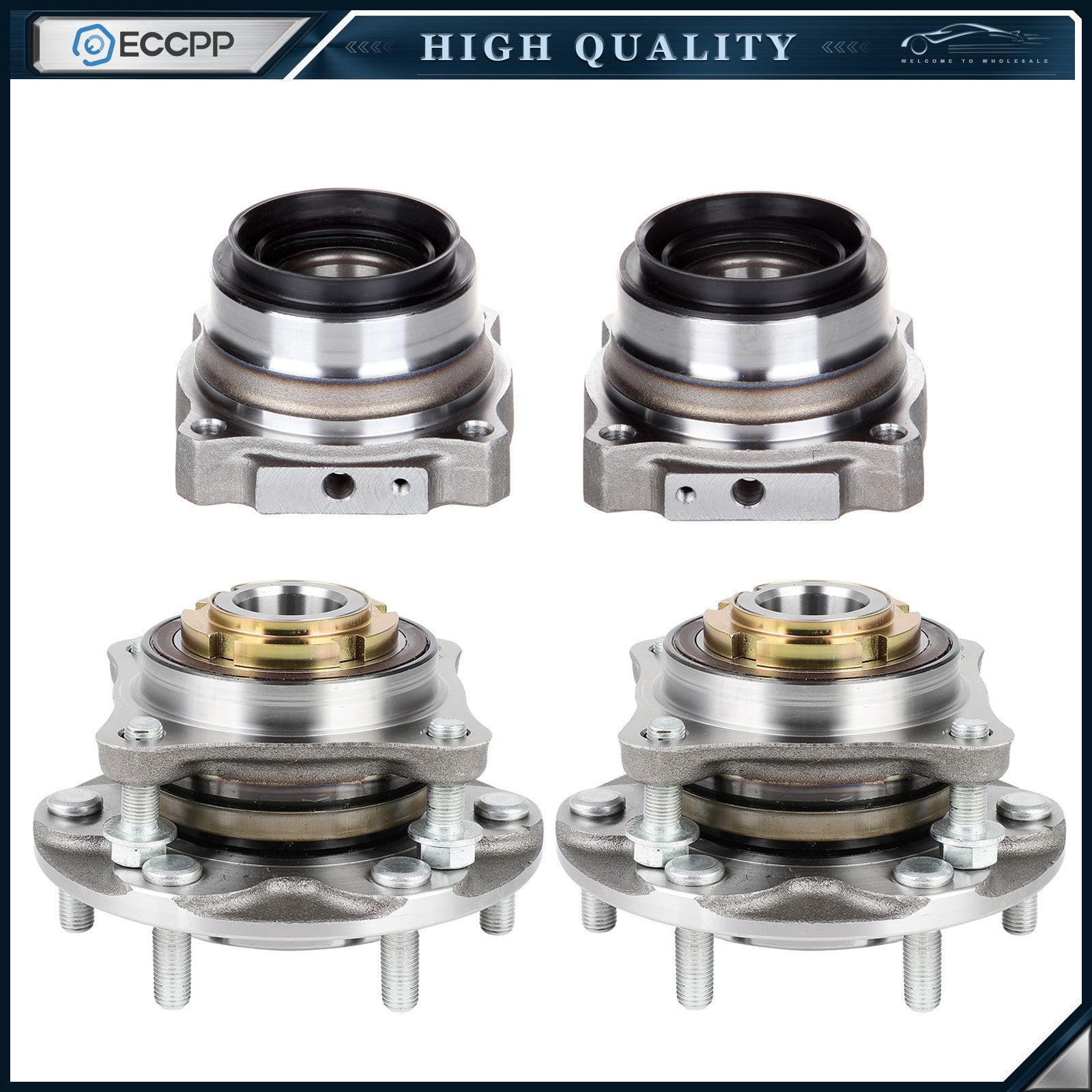 4 Pcs Front & Rear Wheel Hub Bearings For Toyota Tacoma 2005-2019 RWD 6 Lug Only 6B93BC-57