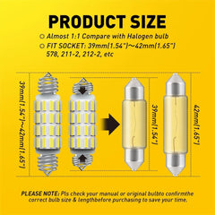 4X 578 39mm-42mm Interior Festoon LED Lights Bulb For Map Dome Trunk White US 6B93BC-57