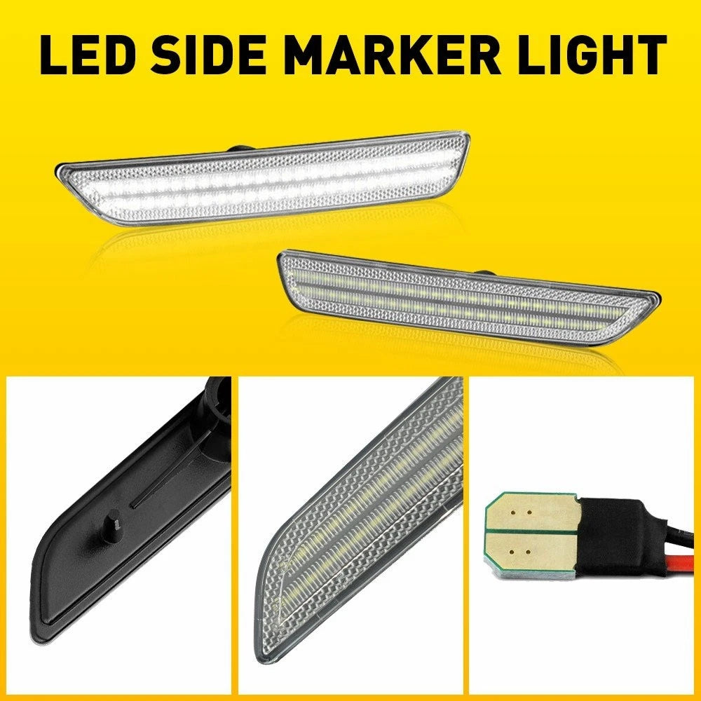 Front Bumper Clear White LED Side Marker Signal Light For 2010-2014 Ford Mustang 6B93BC-57