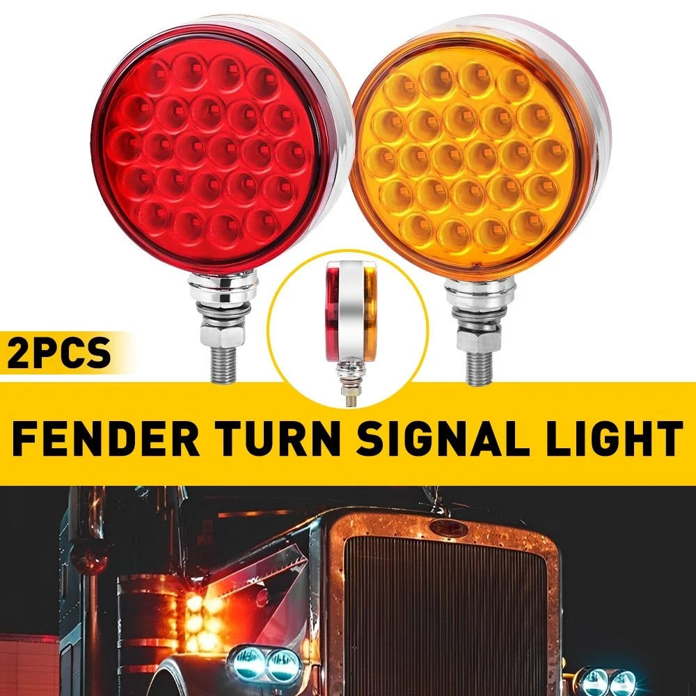 2X Amber Red 48 LED Double Face Pedestal Fender Brake Turn Signal Light Lamp EOA 6B93BC-57