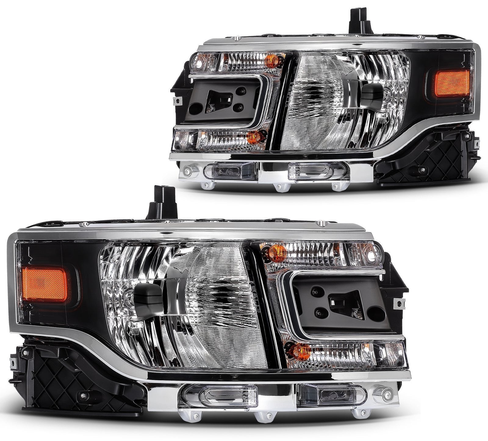 ECCPP Headlights Assembly For Ford Flex 3.5L 2013-2019 Pair Kit Black Amber 6B93BC-57