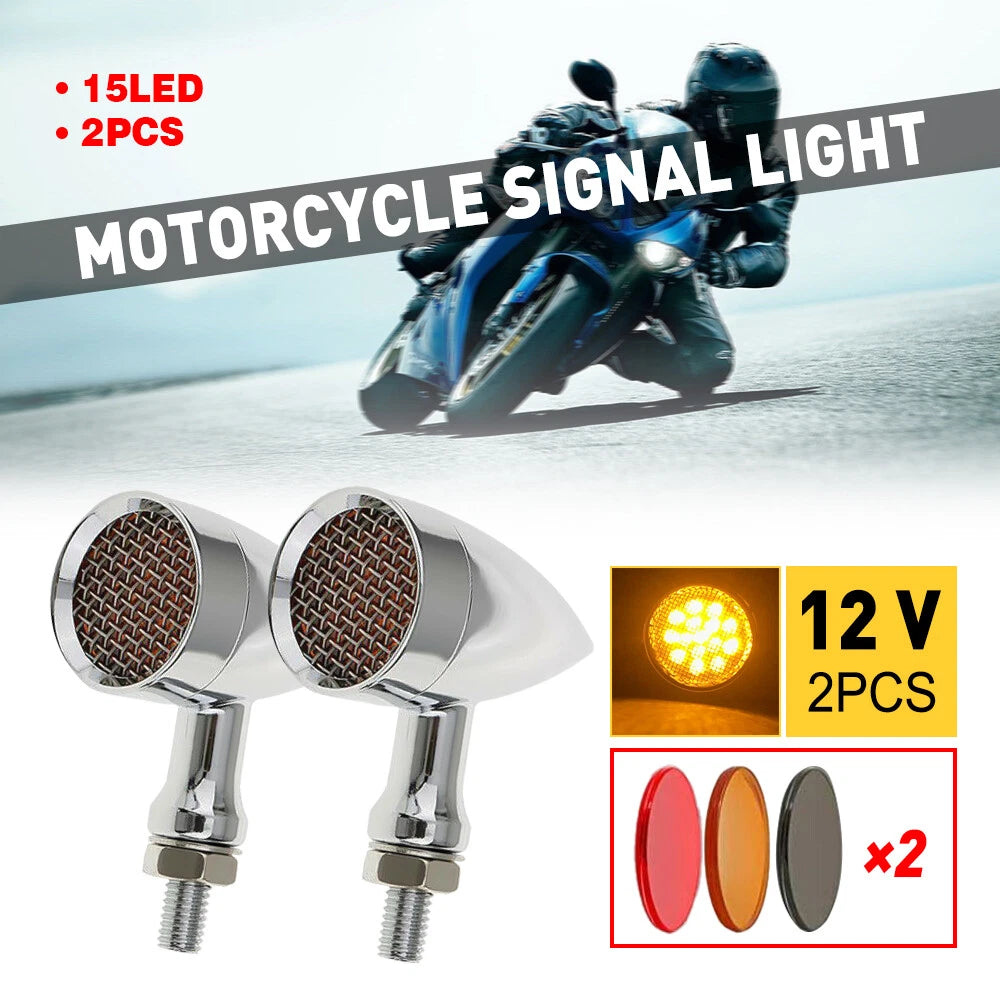 Motorcycle Turn Signals Indicator Blinker Lights Amber Bullet For Suzuki EOA 6B93BC-57