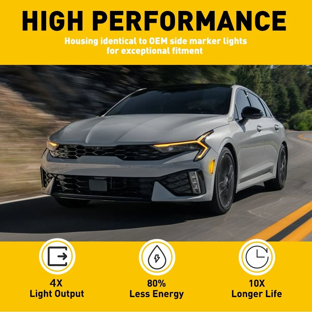2X For 2021-2024 Kia K5 Smoked Amber LED Front Bumper Side Marker Signal Light A 6B93BC-57