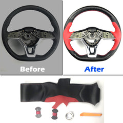 3D Carbon Fiber&Leather Steering Wheel Hand Sewing Wrap Cover For Nissan Rogue