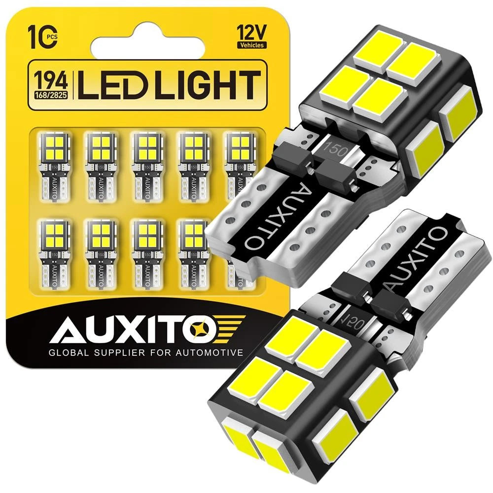 10x AUXITO T10 W5W 194 168 2825 LED Interior Wedge Light Bulb White 14-LED EOA AUXITO