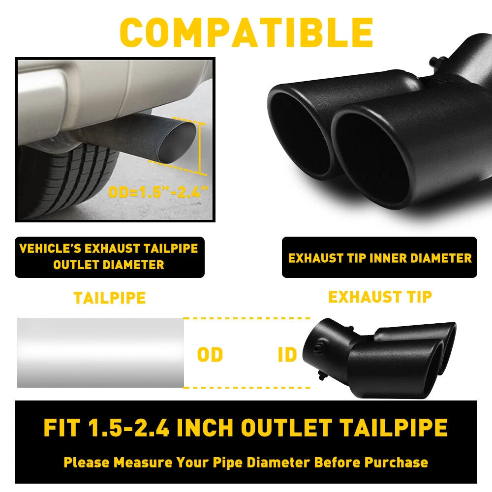 AUXITO Car Rear Exhaust Pipe Tail Muffler Tip Auto Accessories Replace Black EOA 6B93BC-57