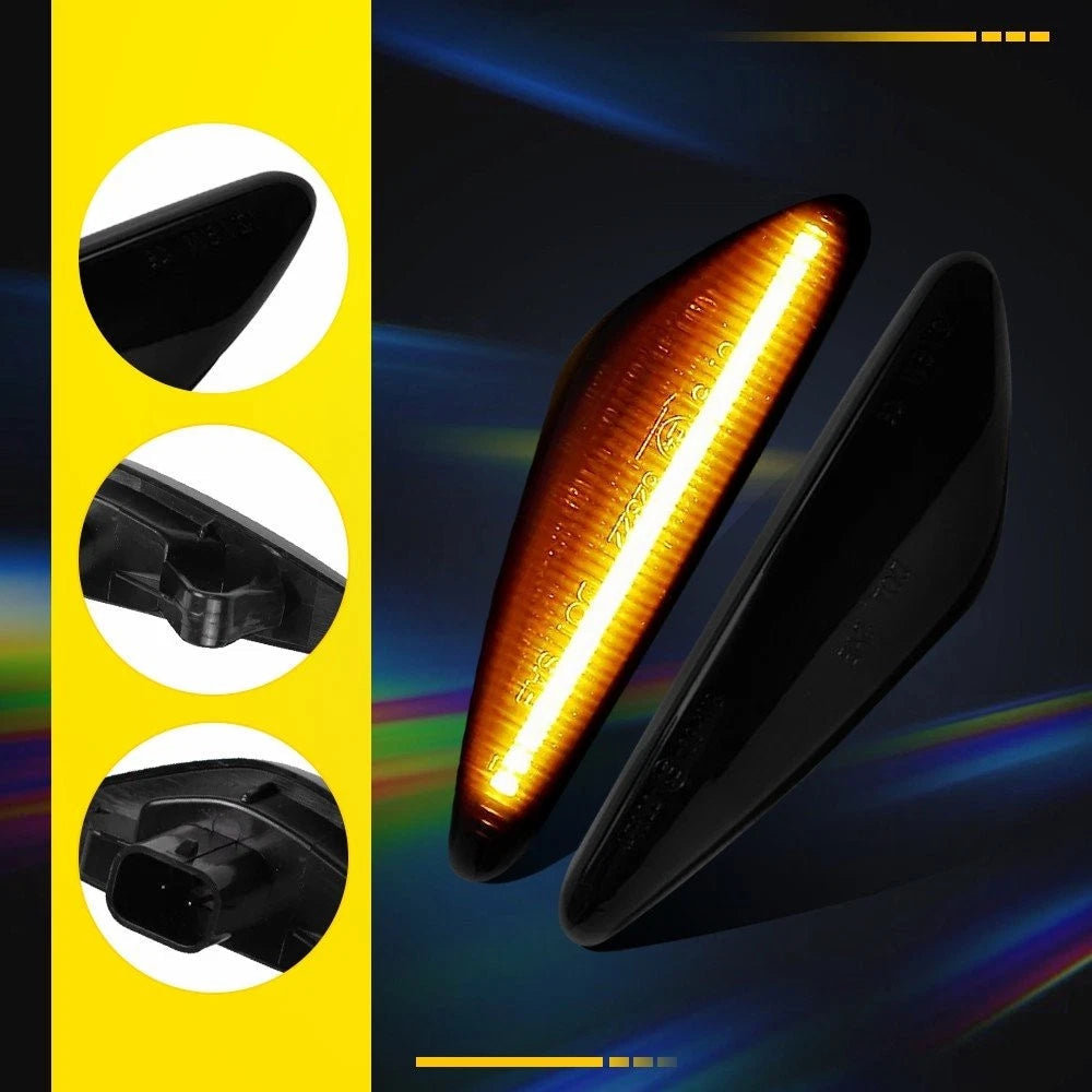 Pair Amber Sequential LED Side Light Marker Smoke For 2017-20 124 Fiat Spider EA 6B93BC-57