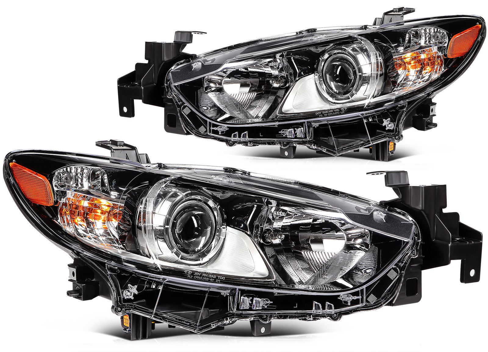 ECCPP Headlights Assembly For Mazda 6 Sport 2.5L 2014-2017 Pair Kit Black Amber 6B93BC-57