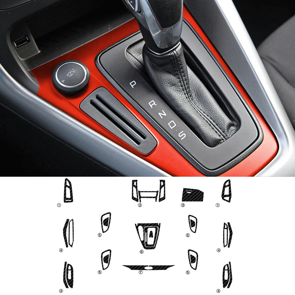Interior Center Console Carbon Fiber Molding Sticker Decals For Ford Focus 15-18