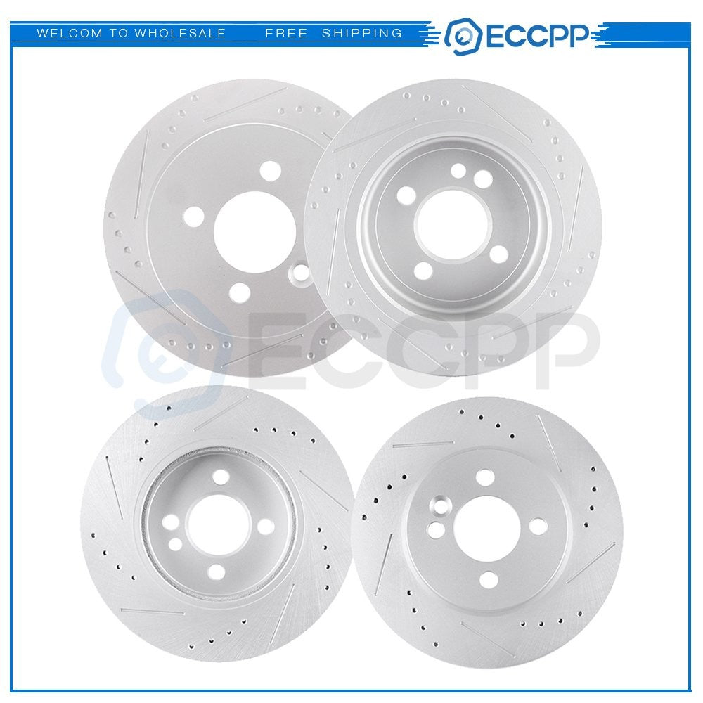 For 2007-2015 Mini Cooper 1.6L I4 Drilled Front And Rear Slotted Brake Rotors 6B93BC-57