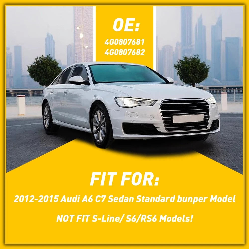Pair Front Bumper Grill Fog Light Lamp Cover Trim For 2012-2015 Audi A6 C7 Sedan 6B93BC-57