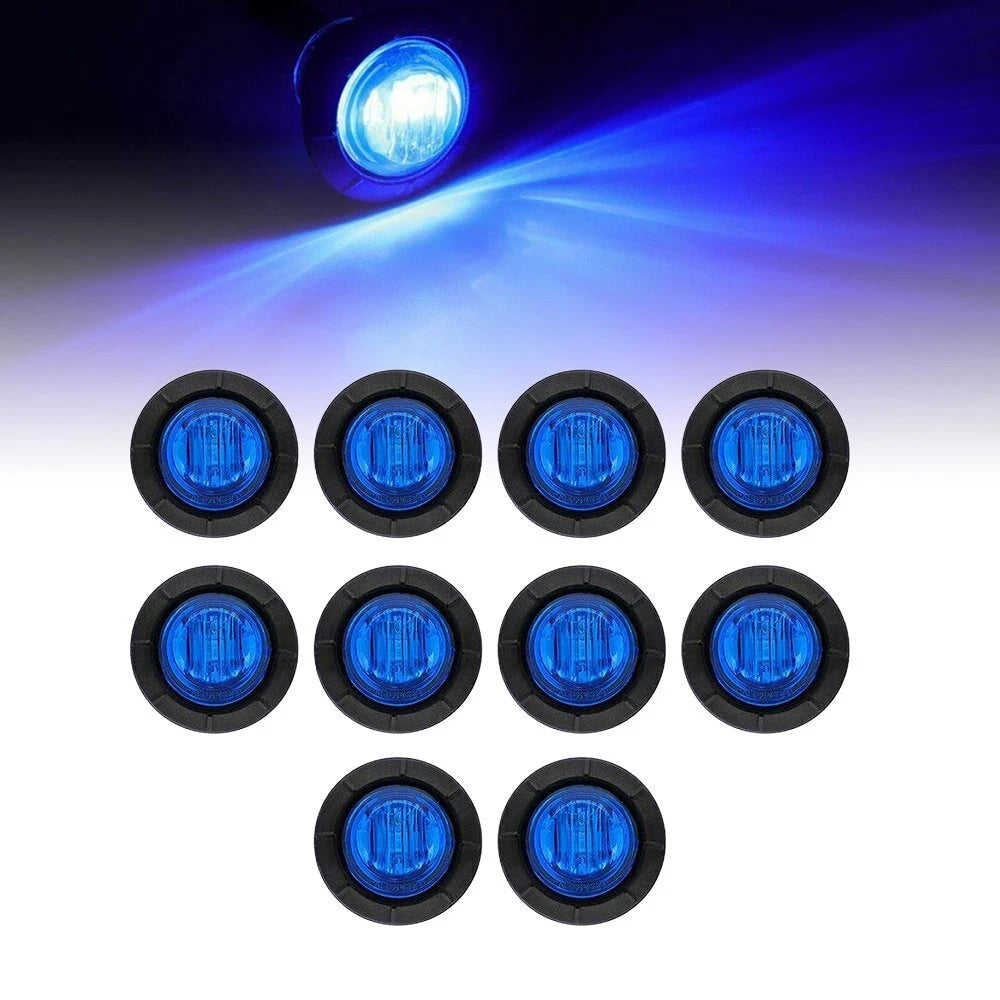 10x Round 3/4" Blue LED Clearance Marker Bullet Auto Truck Trailer Lights Lamp A 6B93BC-57