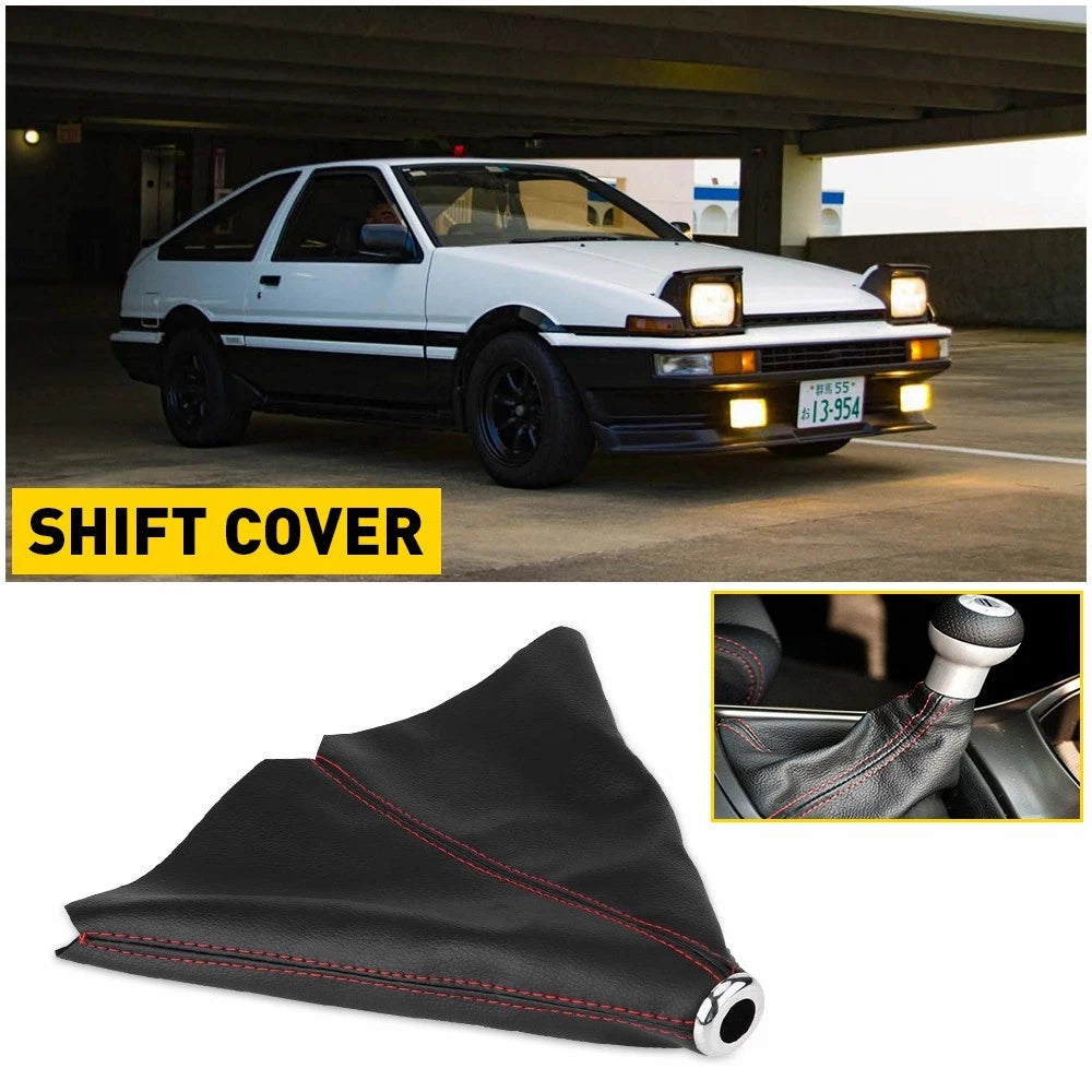 Shift Knob Shifter Boot Cover Black PVC Leather MT AT Sport Car Accessories EOA 6B93BC-57