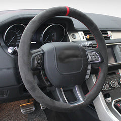 Black Suede Leather Steering Wheel Hand-stitch on Cover For Land Rover Evoque 6B93BC-57