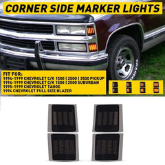 Full 4PC LED Smoked Corner Side Marker Lights For 94-98 Chevy C/K 1500 2500 3500 6B93BC-57