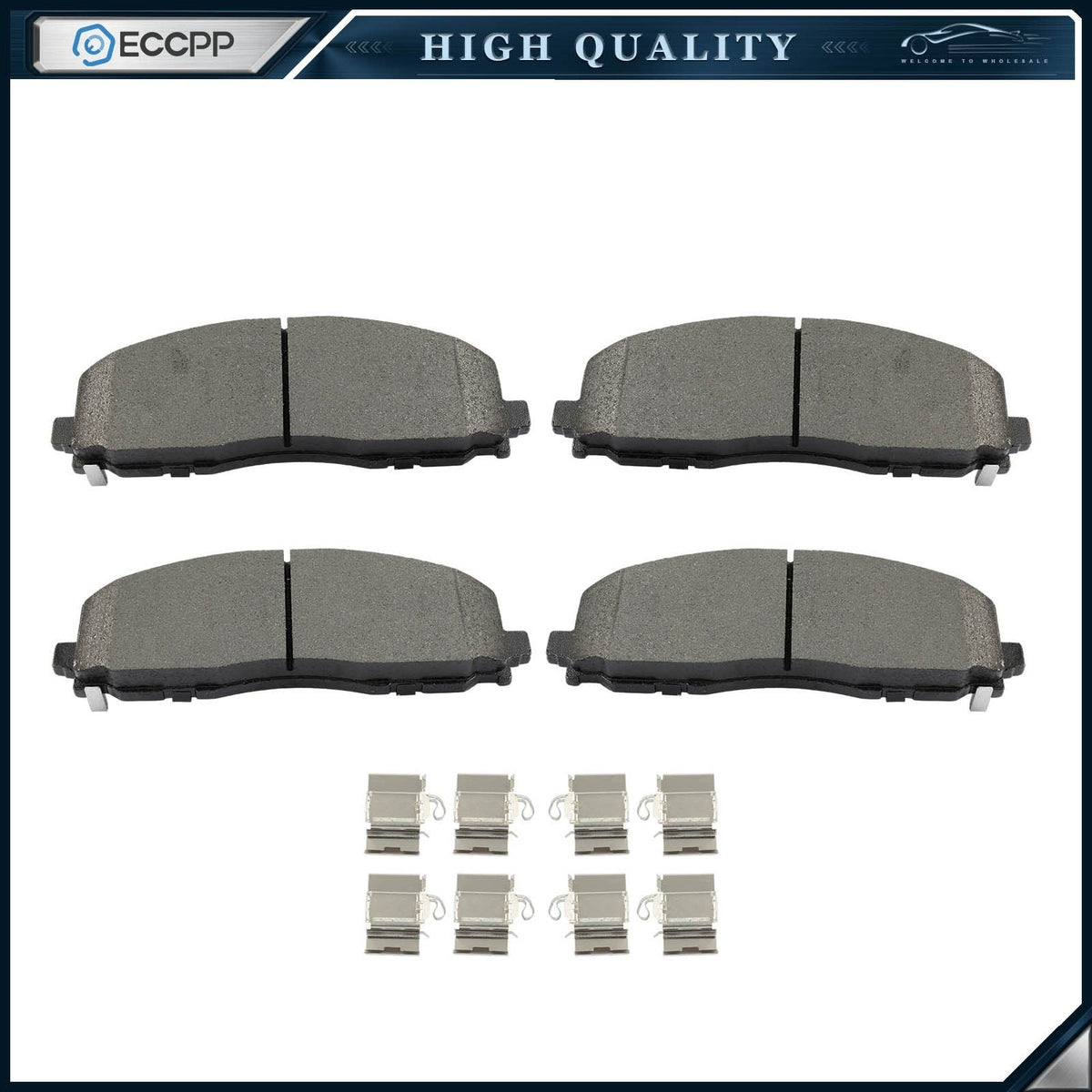 4PCS Pair Front Semi-Metallic Brake Pads For 2018 2019 - 2023 Jeep Wrangler 6B93BC-57