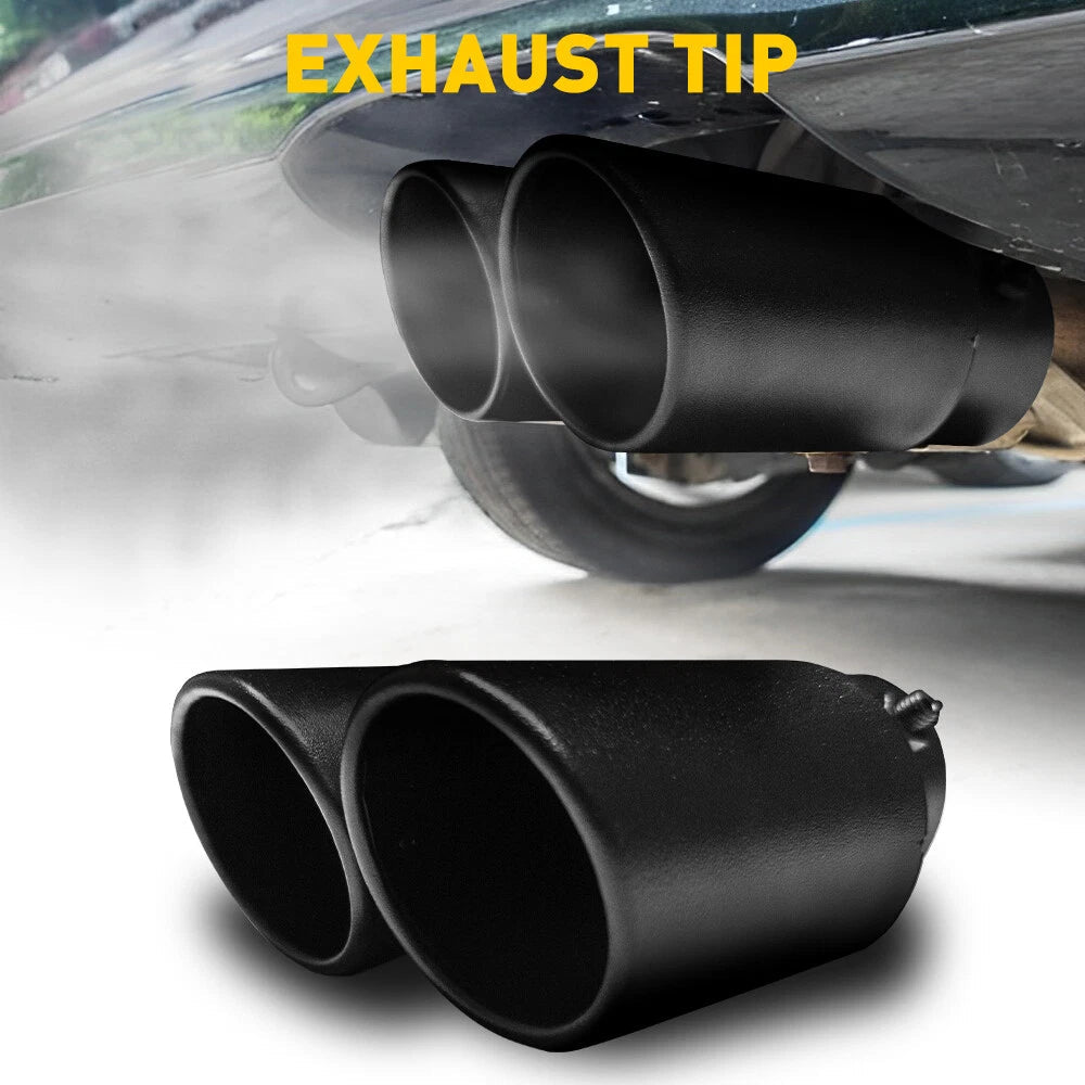Black Car Stainless Steel Dual Exhaust Pipe Muffler Tip Tail Burnt Titanium EOA 6B93BC-57