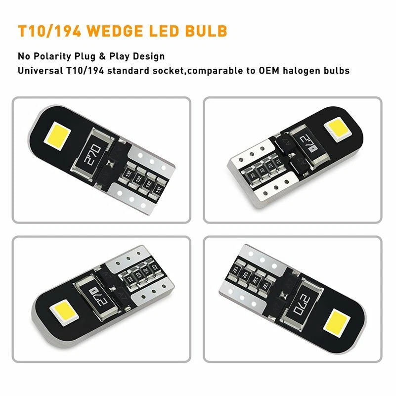20x White Error Free T10 LED 2835smd Interior Wedge Light Bulb W5W 194 168 2825 6B93BC-57