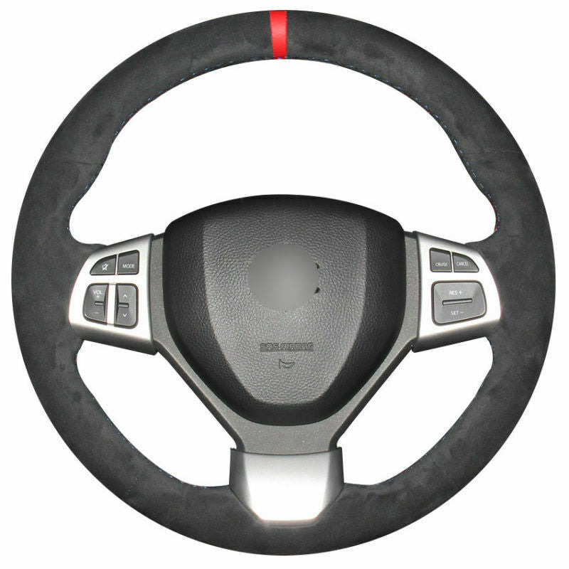 Black Suede Steering Wheel Hand-stitch on Wrap Cover For Suzuki Swift 2014-2016