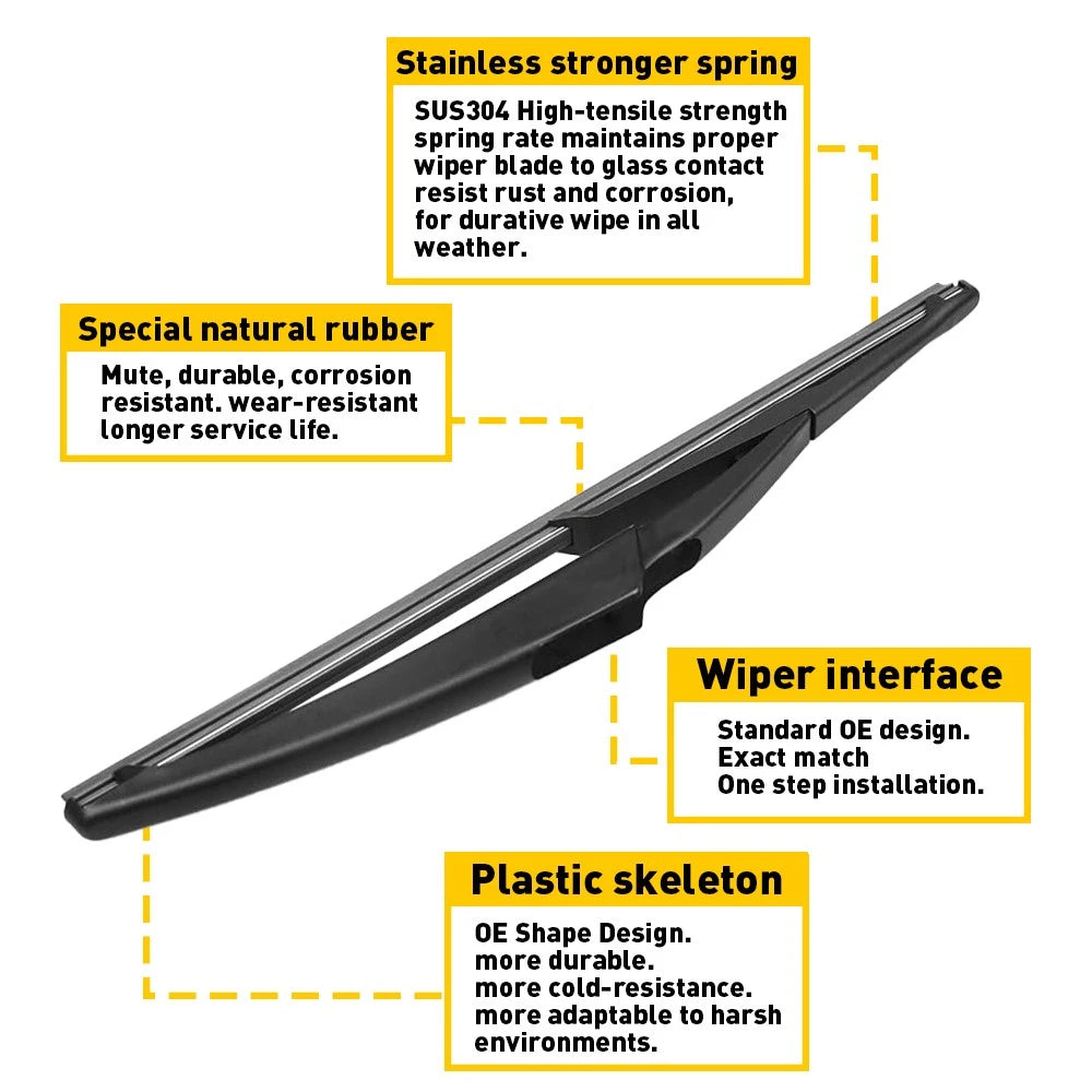 Rear Wiper Arm & Blade For FIAT 500 2012-2019 OE 68079869AA 68079870AA PLASTIC 6B93BC-57