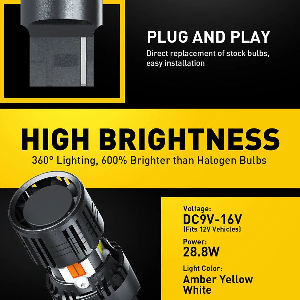 No Hyper Flash 7443 7444NA Switchback LED Turn Signal Parking Lights Bulbs EOA 6B93BC-57