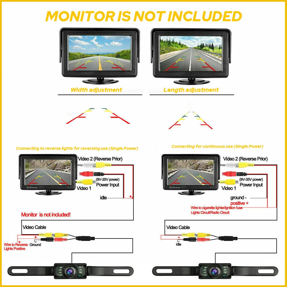 Rear View Backup Camera Parking Reverse Back Up Camera Waterproof CMOS 7LED EOA 6B93BC-57